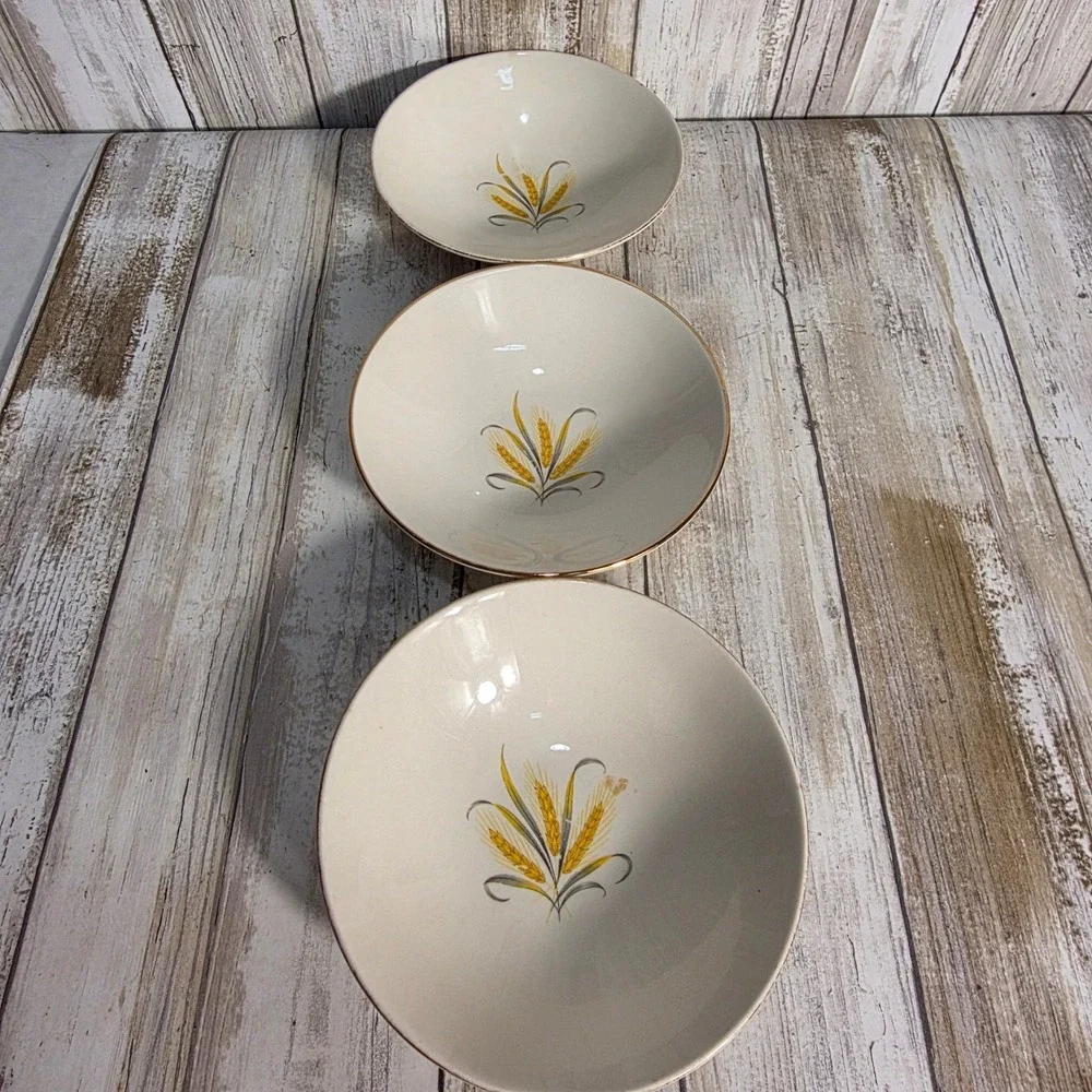 Lifetime China Co Fieldcrest Wheat Bowls Set 4 Vintage Semi-Vitreous Alliance OH